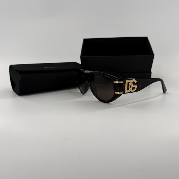 Dolce & Gabbana DG 4499 Dark Havana Tortoise Sunglasses Gold DG Logo Pilot 57mm main image 10